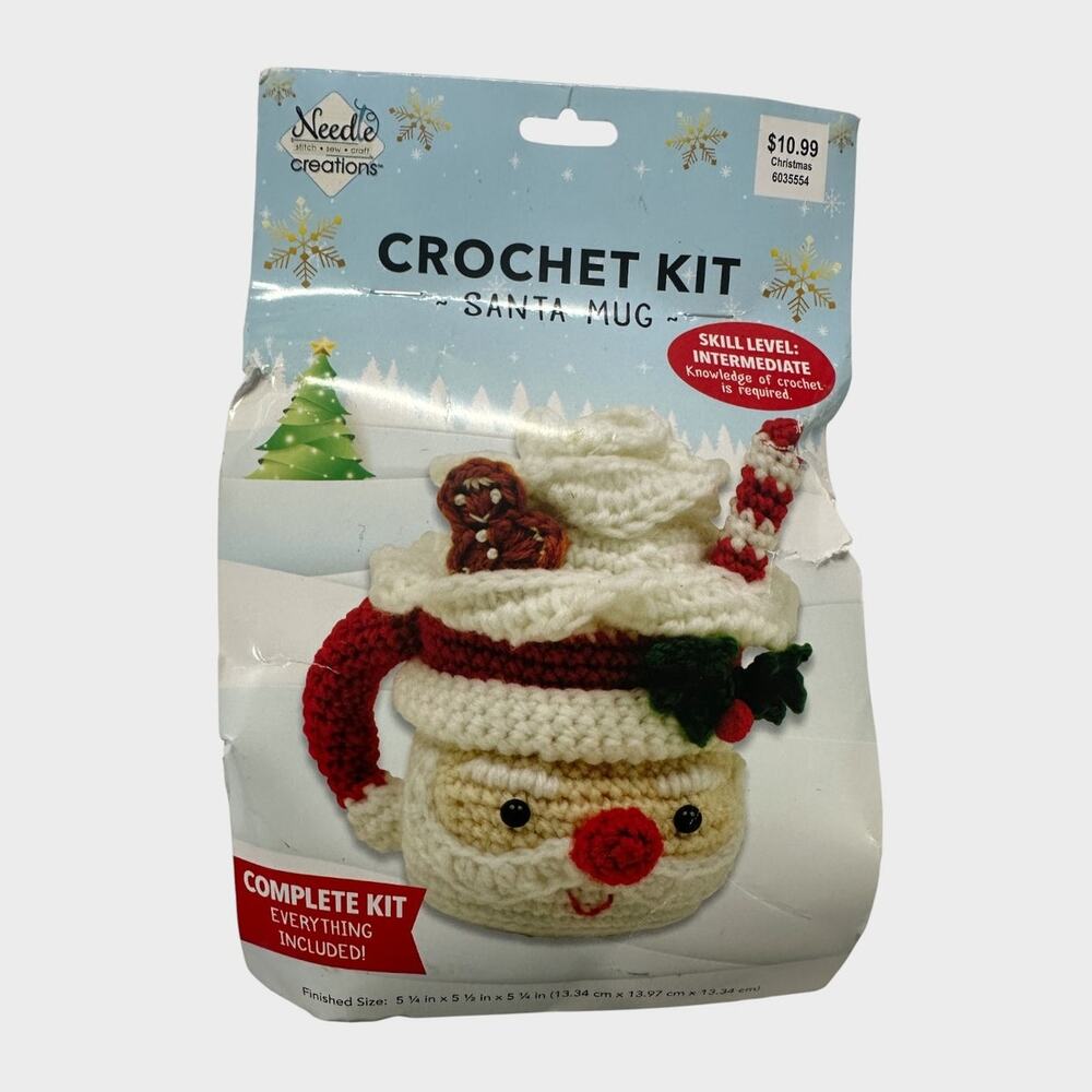 Fabric Editions Crochet Kit Santa Mug Intermediate Level NEW NIP